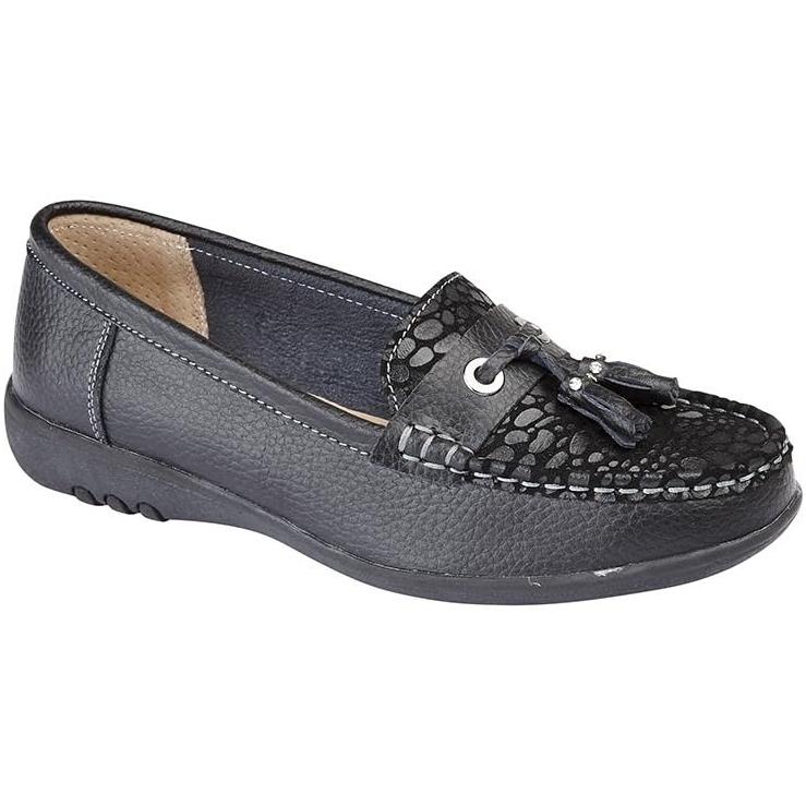 Miss Shoes Reptile Print Saddle Tassel Flats
