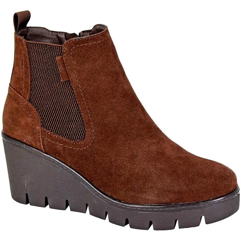 Miss Shoes Inside Zip Gusset Wedge Boots