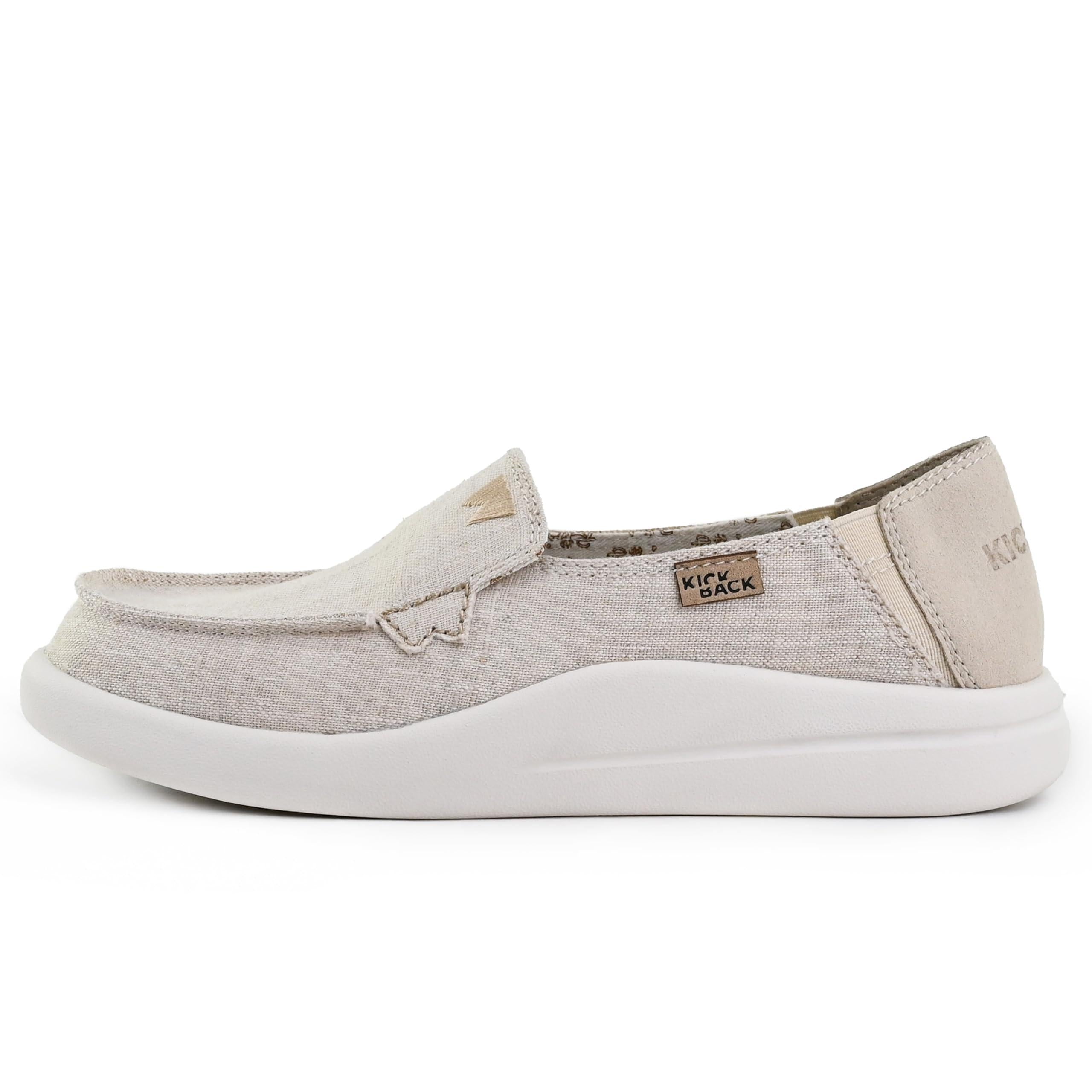 Kickback Rizzo Women???s Slip On Canvas & Linen Loafers ??? Lightweight Casual Shoes - Convertible Kick Down Heel Design for a Relaxed Everyday Summer Shoe K20109013 Flats