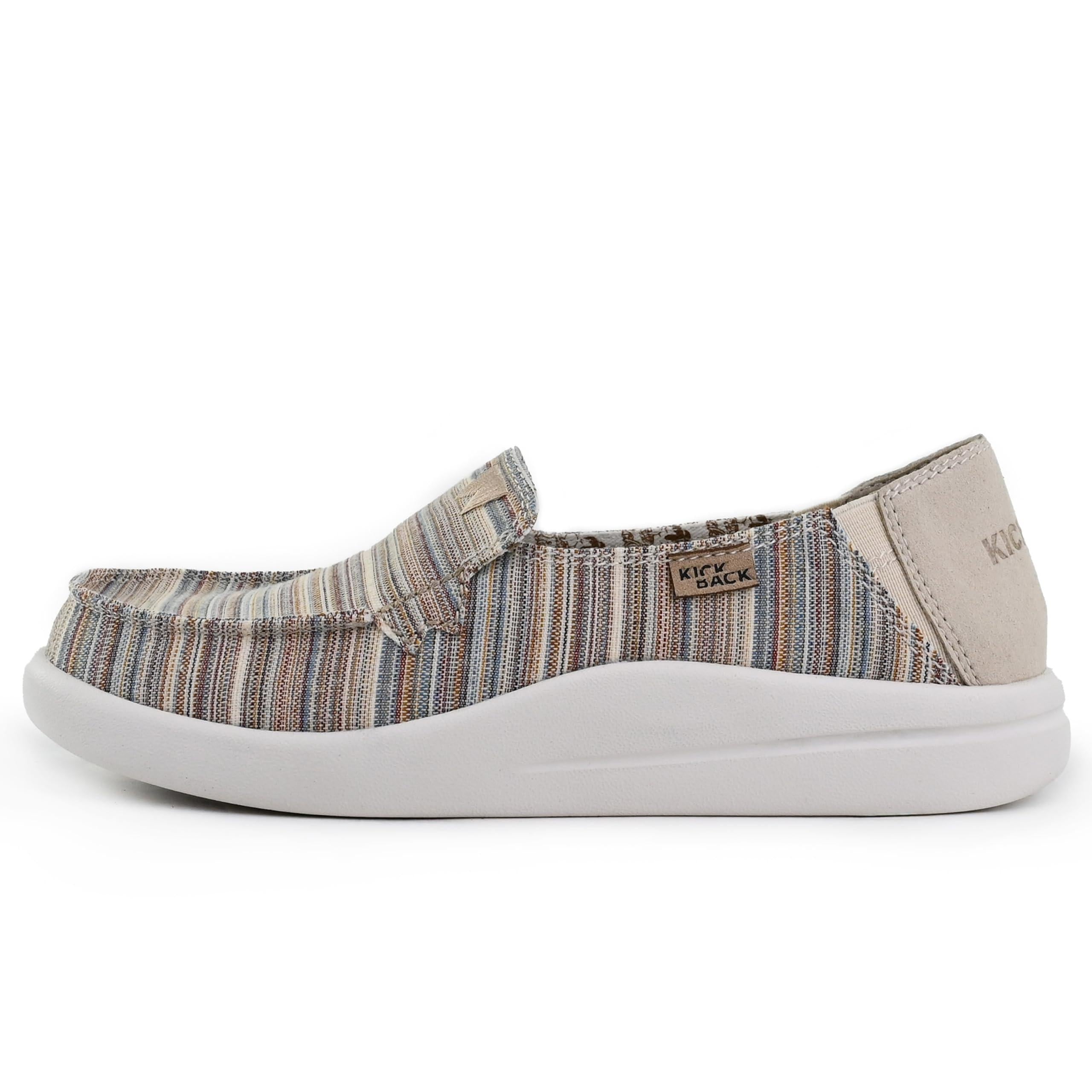 Kickback Rizzo Women???s Slip On Canvas & Linen Loafers ??? Lightweight Casual Shoes - Convertible Kick Down Heel Design for a Relaxed Everyday Summer Shoe K20109013 Flats