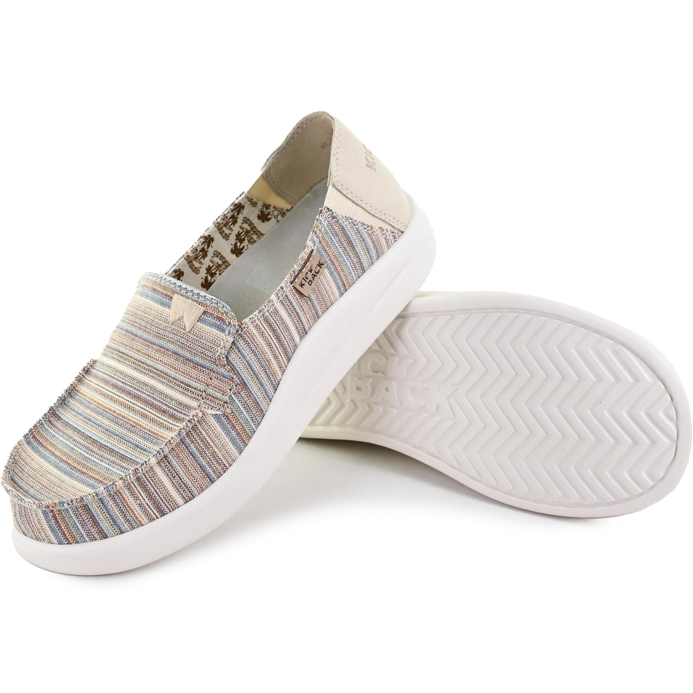 Kickback Rizzo Women???s Slip On Canvas & Linen Loafers ??? Lightweight Casual Shoes - Convertible Kick Down Heel Design for a Relaxed Everyday Summer Shoe K20109013 Flats