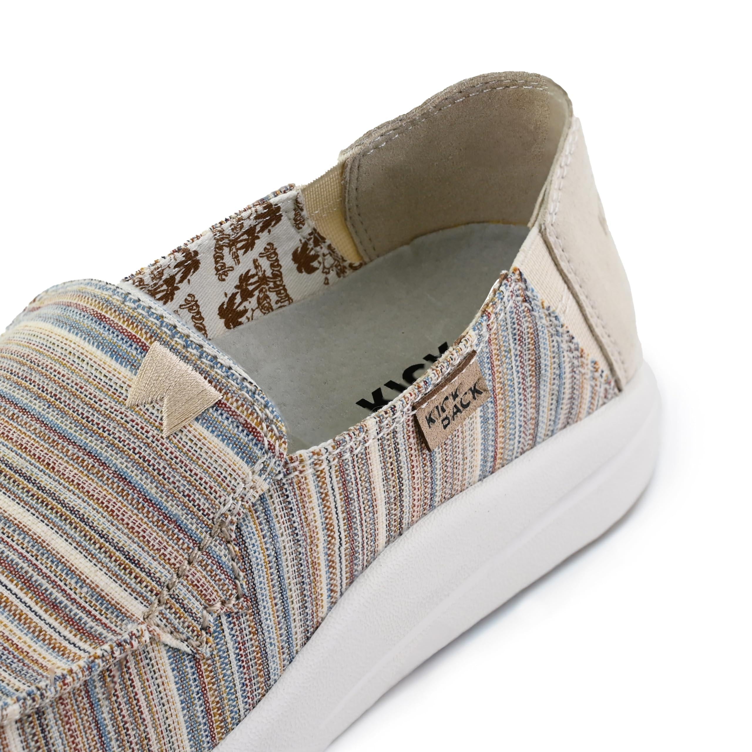 Kickback Rizzo Women???s Slip On Canvas & Linen Loafers ??? Lightweight Casual Shoes - Convertible Kick Down Heel Design for a Relaxed Everyday Summer Shoe K20109013 Flats