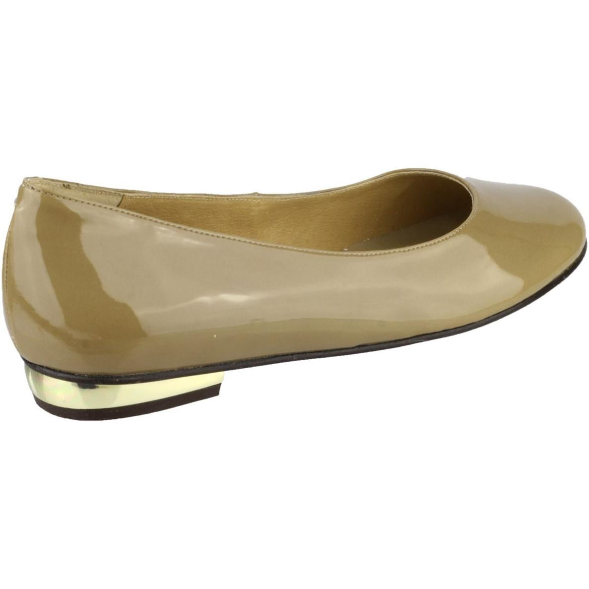 Riva Rita Patent Gold Heel Ballet Pump Flats