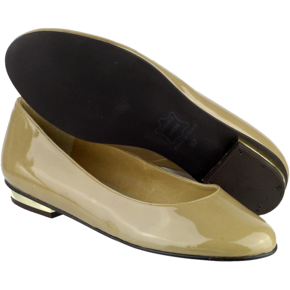 Riva Rita Patent Gold Heel Ballet Pump Flats