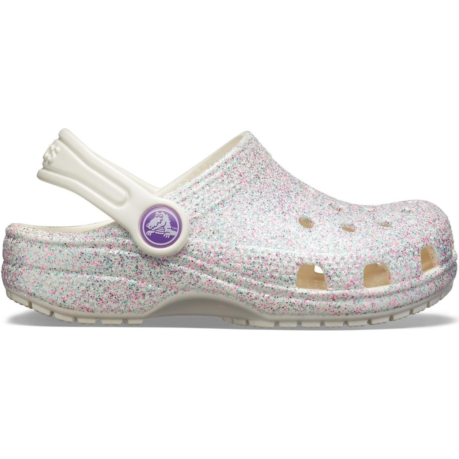 Crocs Kids Classic Glitter Clog Slip On Sandals