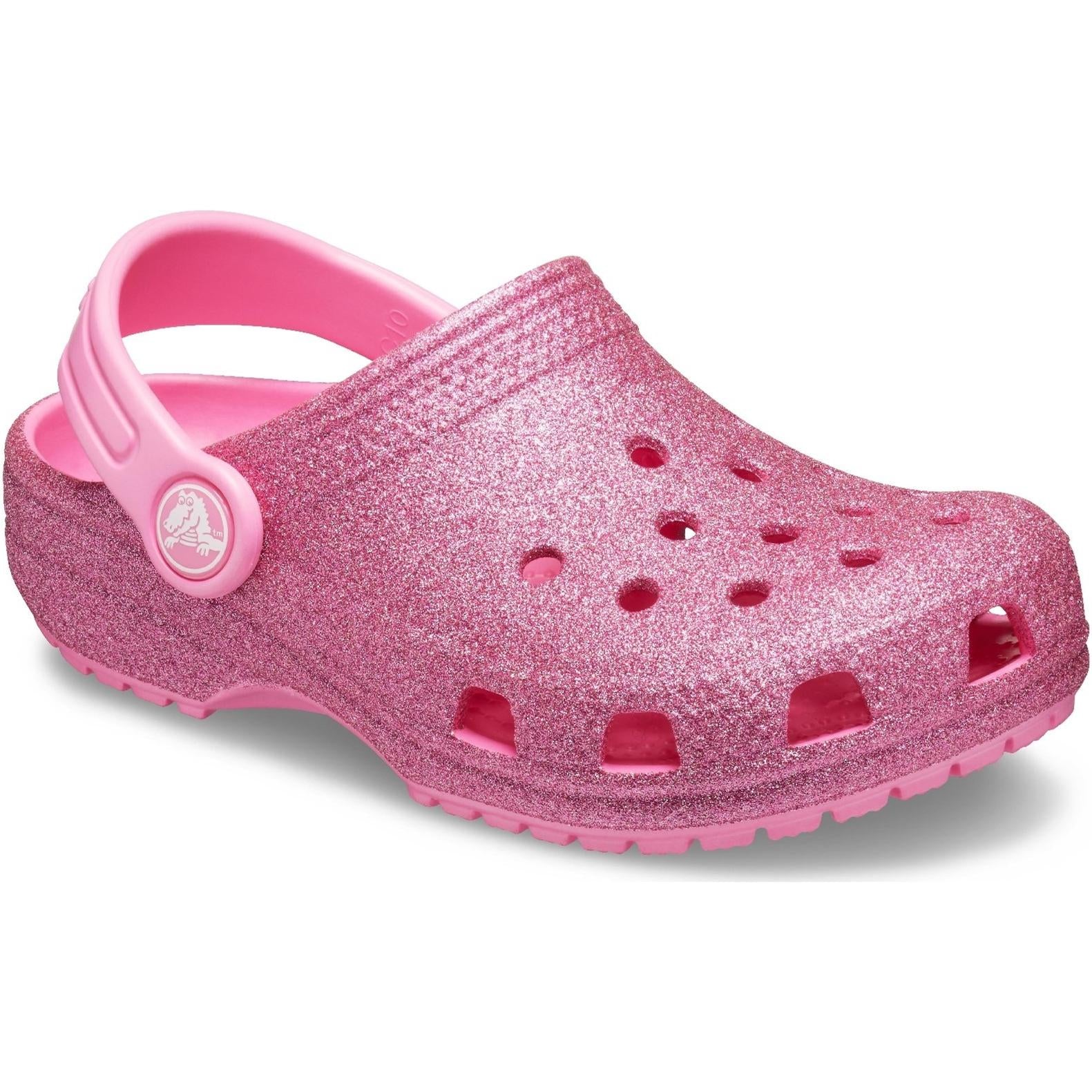 Crocs Kids Classic Glitter Clog Slip On Sandals