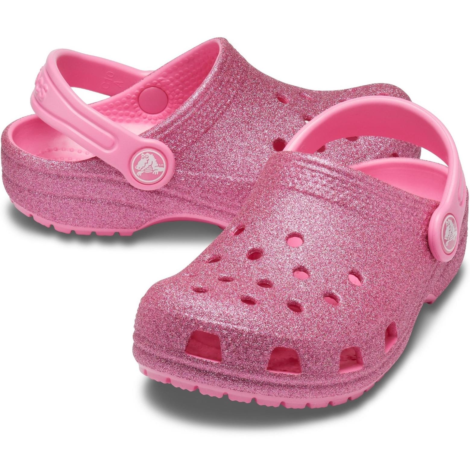 Crocs Kids Classic Glitter Clog Slip On Sandals