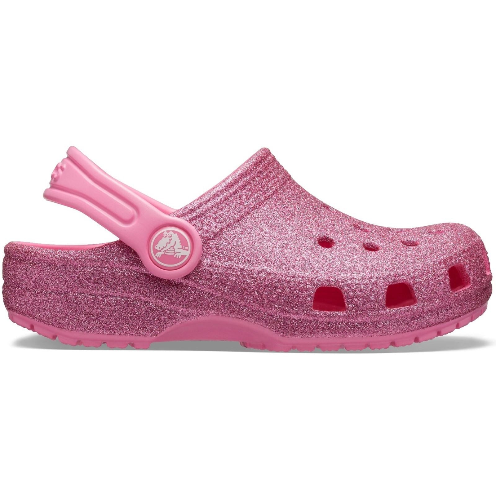 Crocs Kids Classic Glitter Clog Slip On Sandals