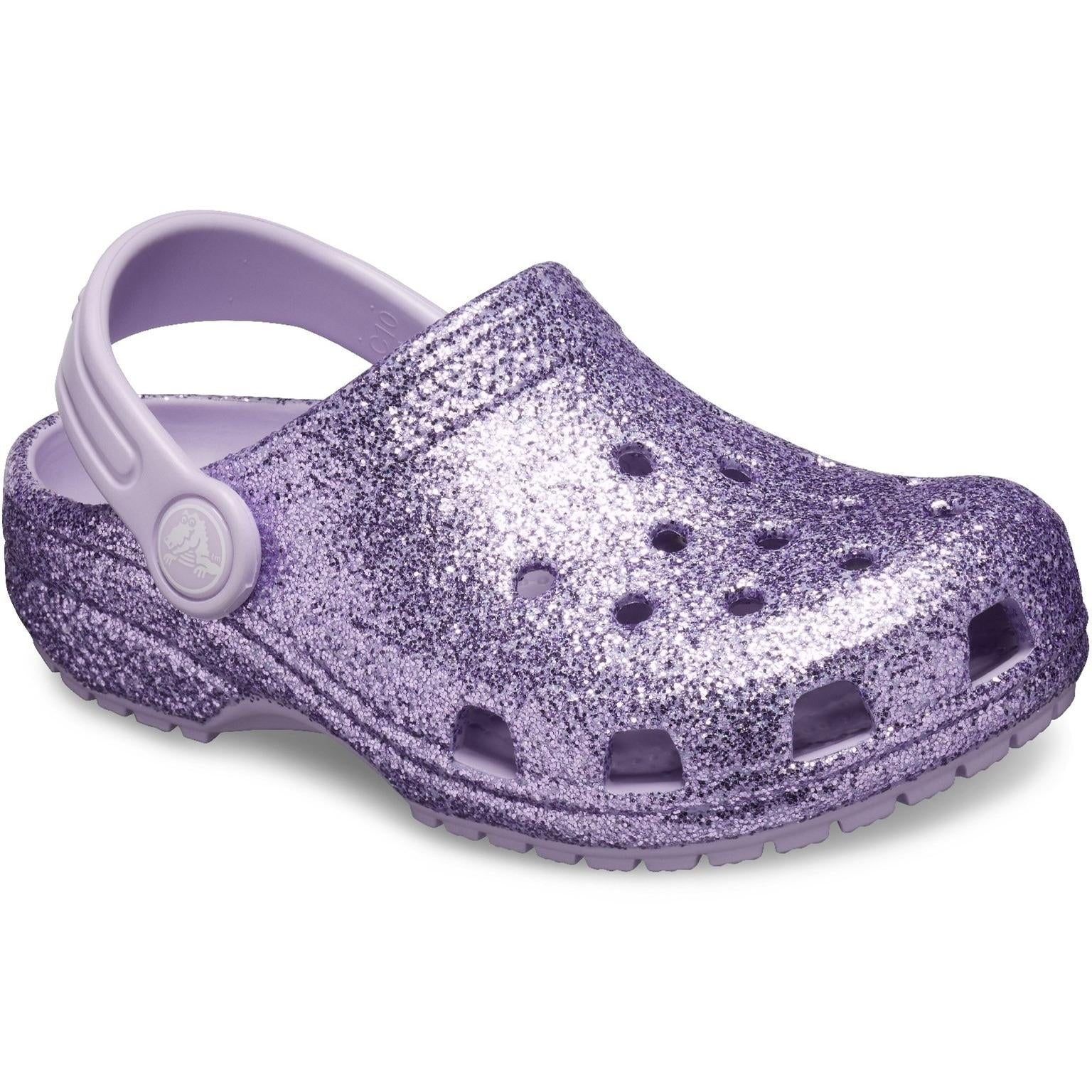 Crocs Kids Classic Glitter Clog Slip On Sandals