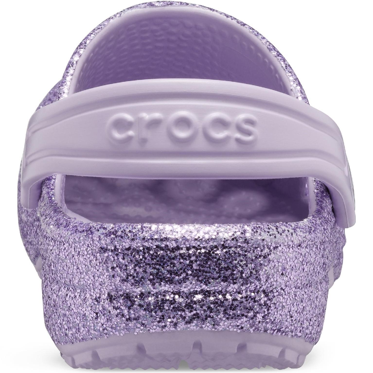 Crocs Kids Classic Glitter Clog Slip On Sandals