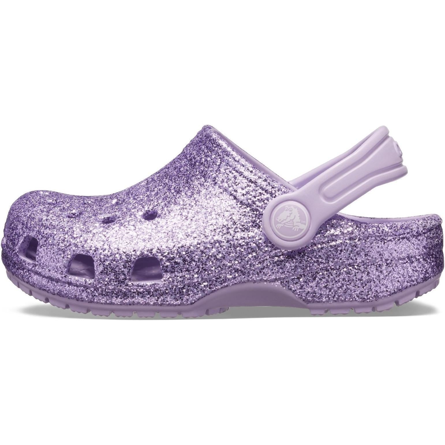 Crocs Kids Classic Glitter Clog Slip On Sandals