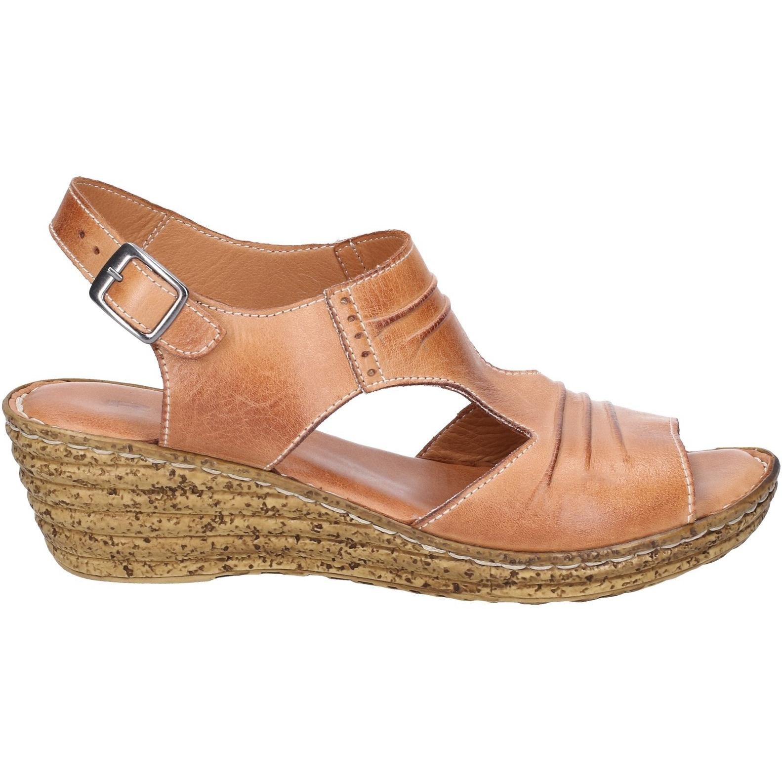 Fleet & Foster Incence Pleated Leather Wedge Sandal