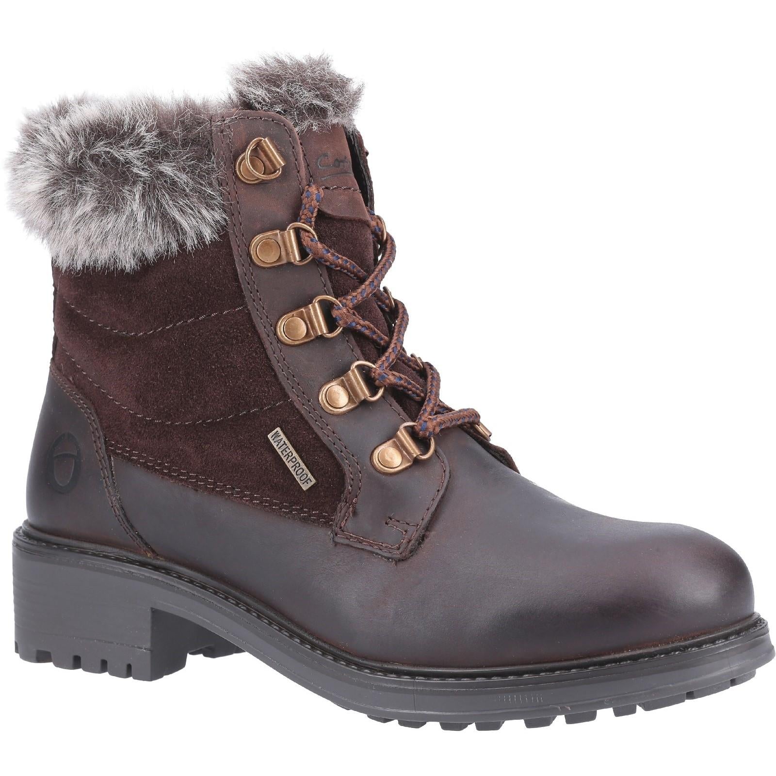Cotswold Culkerton Fur Collar Lace Up Boot