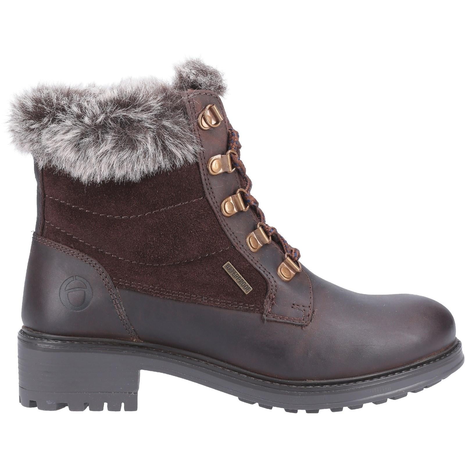 Cotswold Culkerton Fur Collar Lace Up Boot