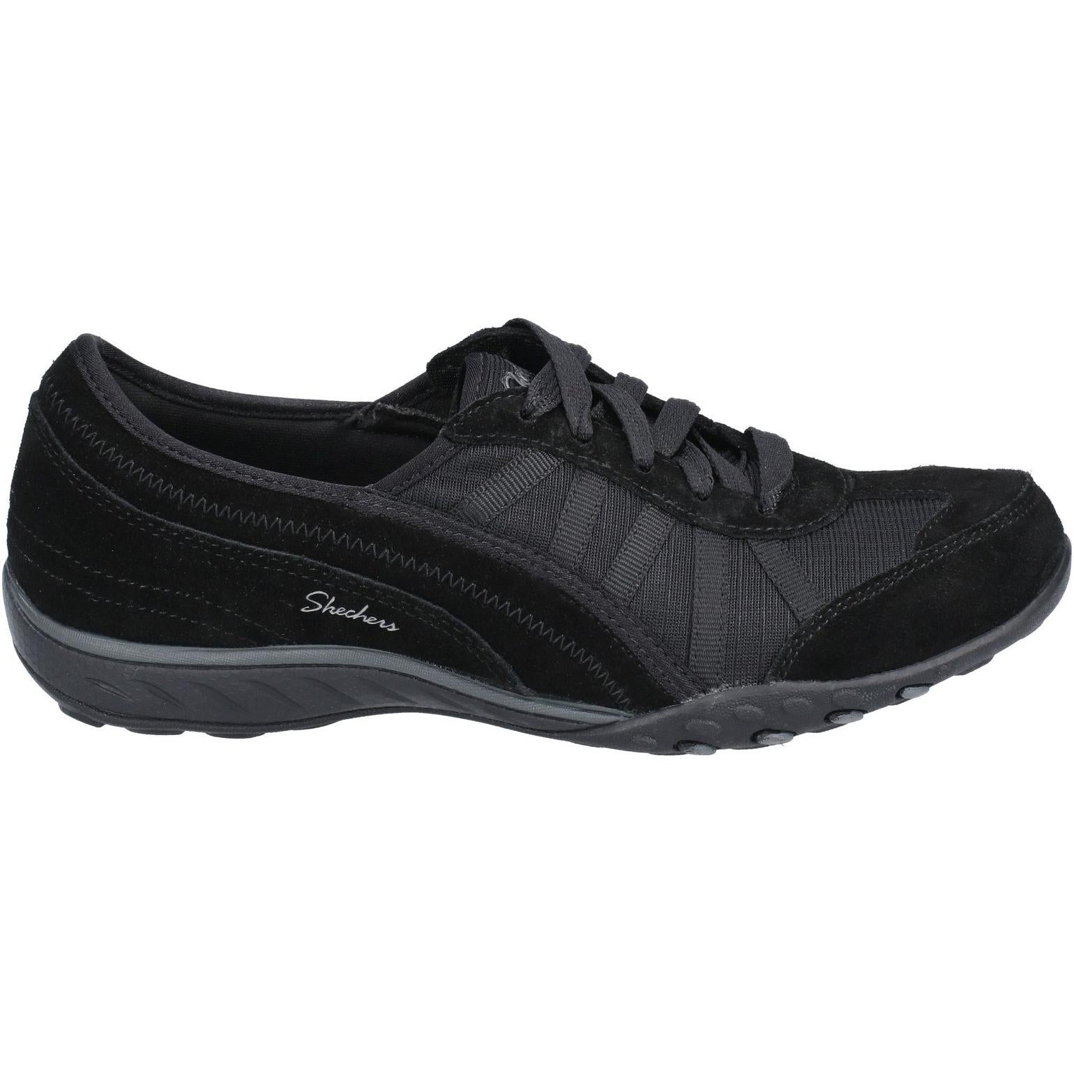 Skechers Breathe-Easy-Weekend Wishes Suede & Mesh Lace Up Trainer