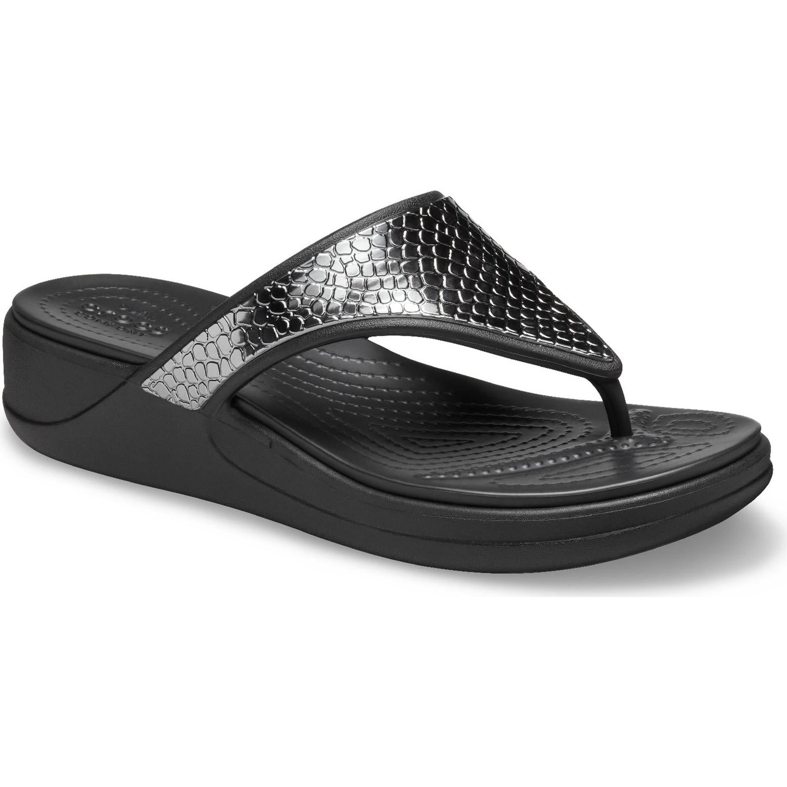 Crocs Monterey Metallic Wedge Flip Sandals