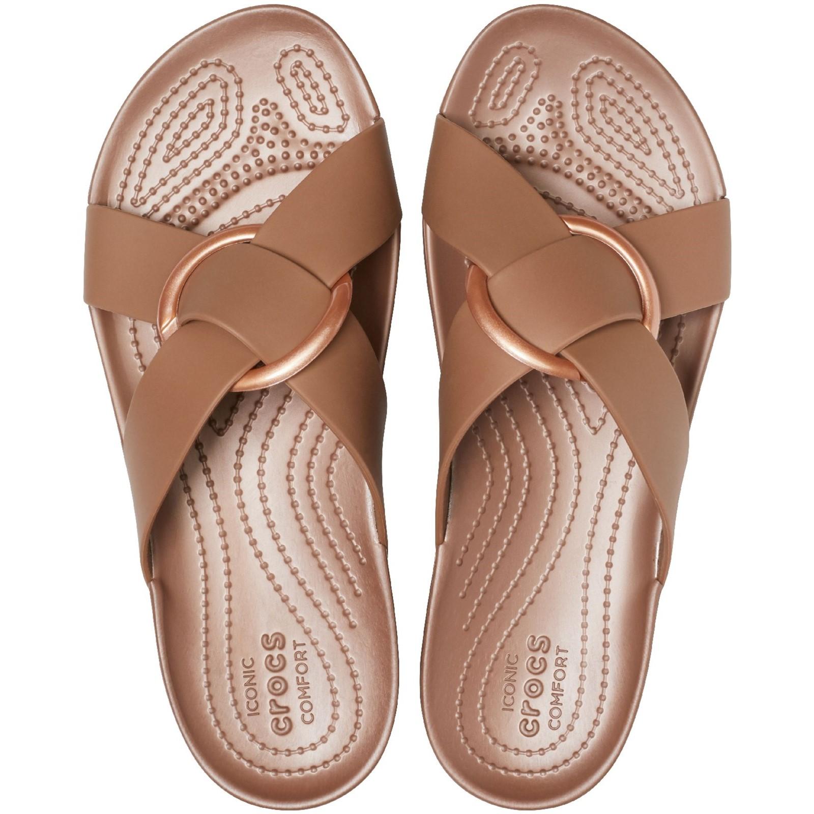 Crocs Serena Cross Band Slide Sandals