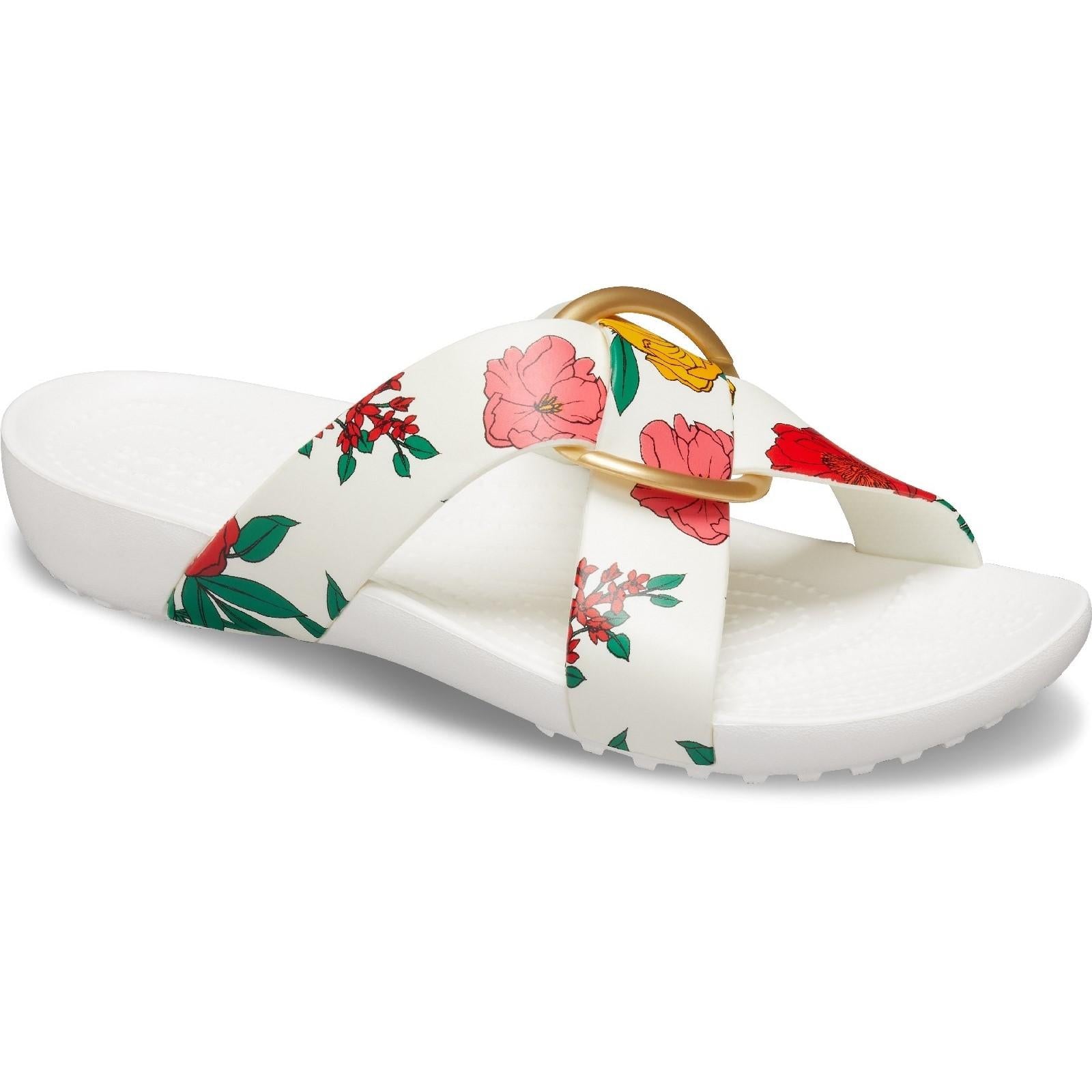 Crocs Serena Cross Band Printed Slide Sandals