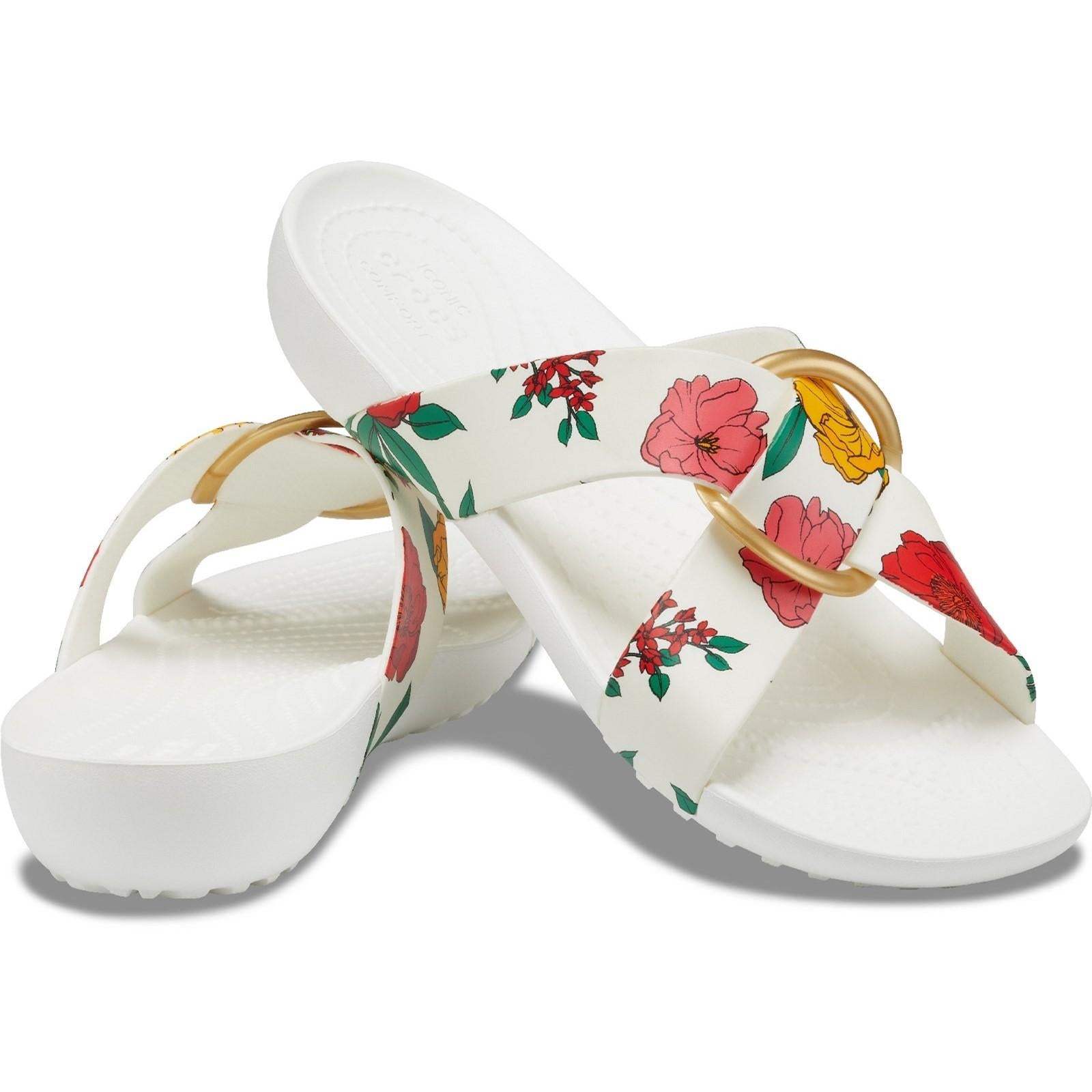 Crocs Serena Cross Band Printed Slide Sandals