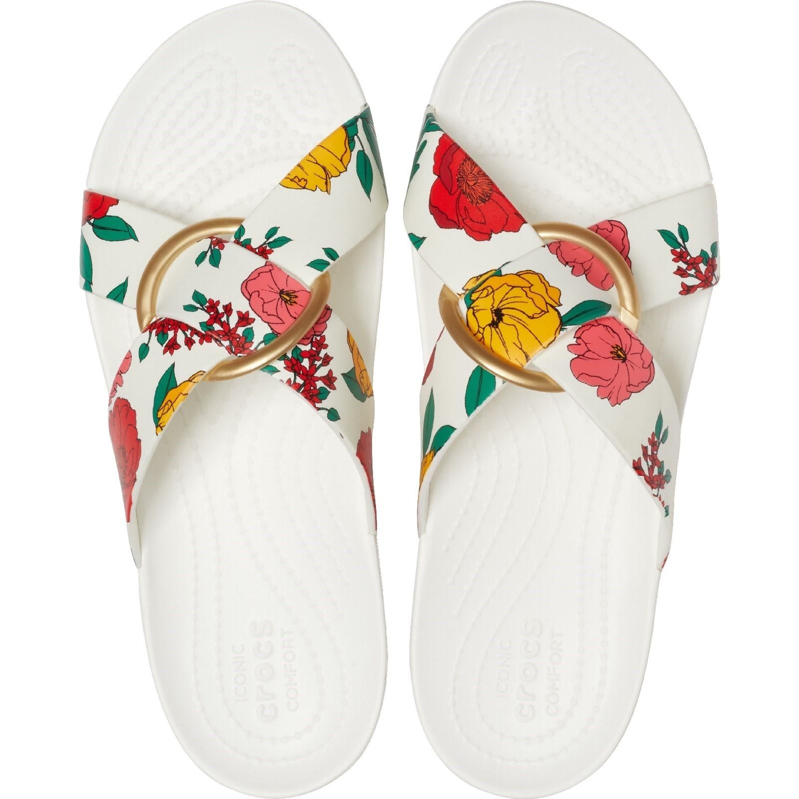 Crocs Serena Cross Band Printed Slide Sandals