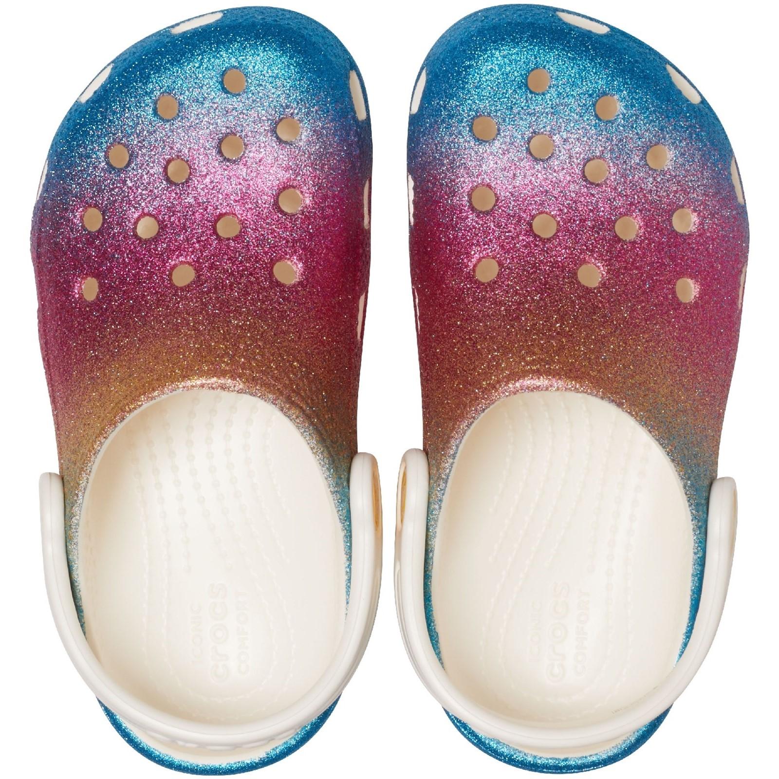 Crocs Kids Ombre Glitter Classic Clog Shoes