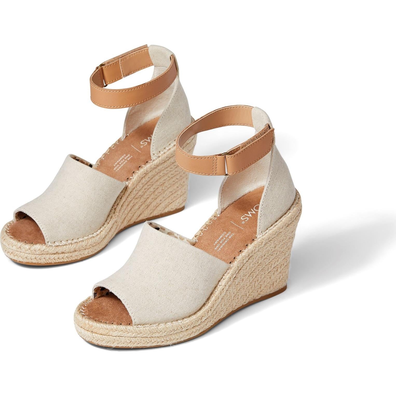 Toms Marisol Natural Oxford/Leather Wedge Sandals