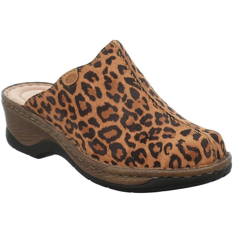 Josef Seibel Catalonia Leopard Print Slip On Clog Sandals