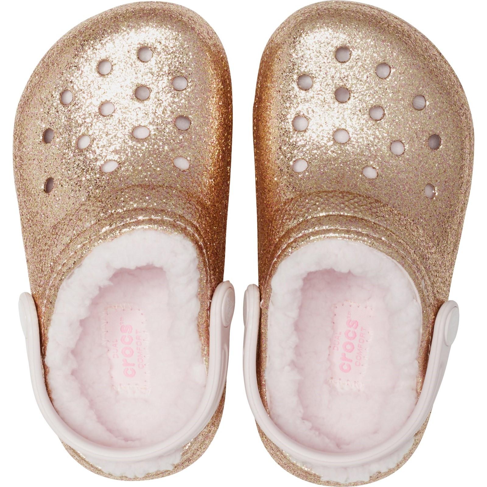 Crocs Kids' Classic Glitter Lined Clog Sandals