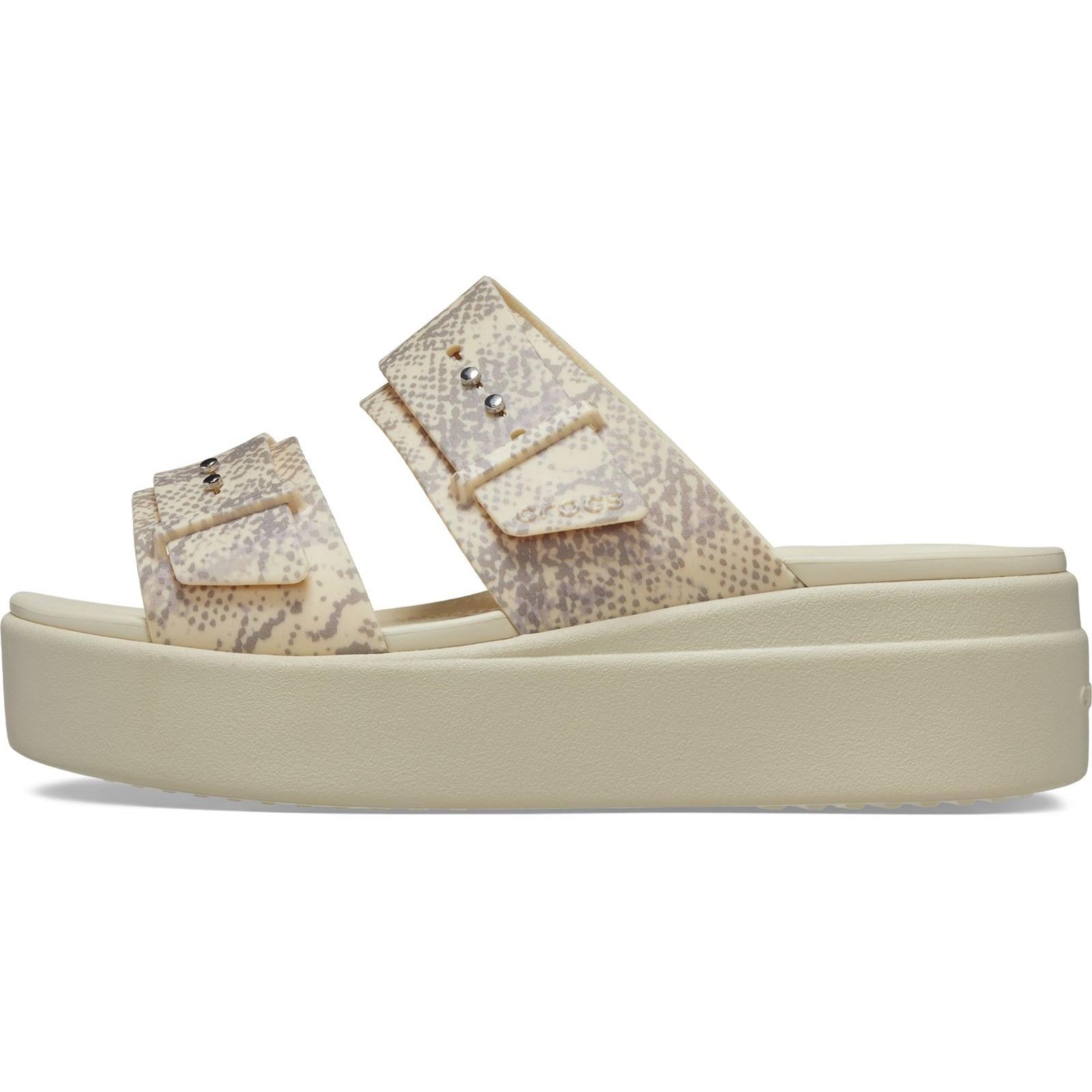 Crocs Brooklyn Snake Buckle Wedge Sandals