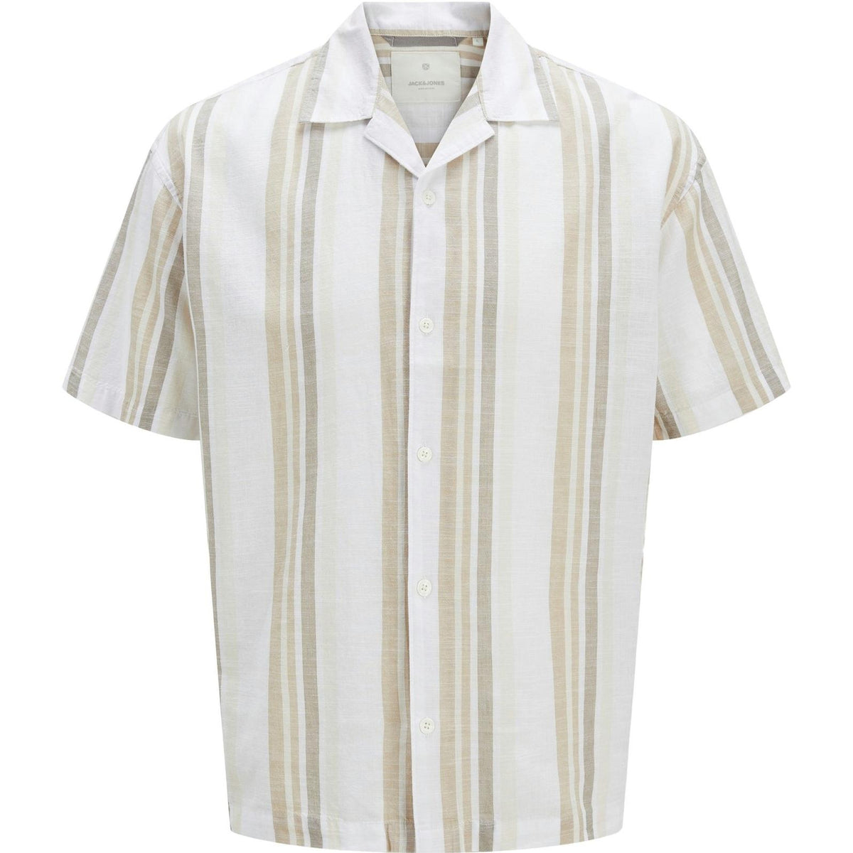 Jack & Jones Jack & Jones Premium revere collar linen shirt in White with Green stripe Shoes